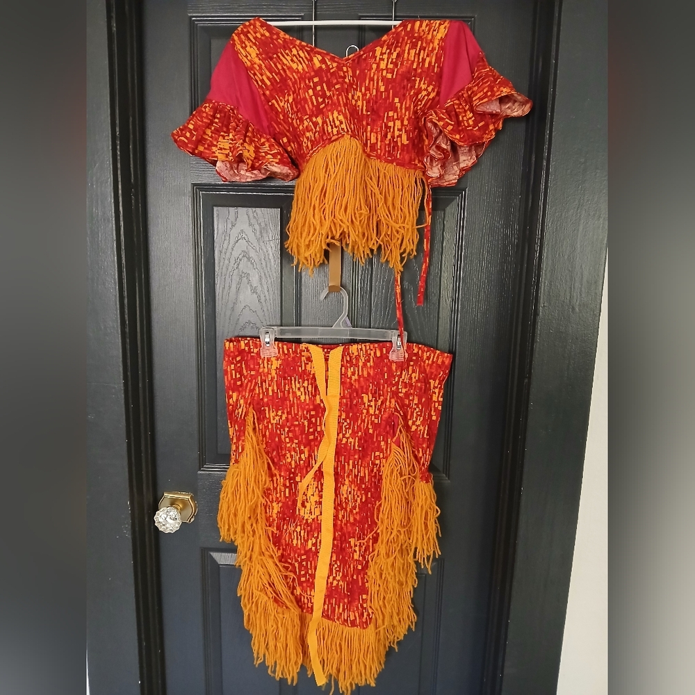 Red and Yellow Fringe Dress